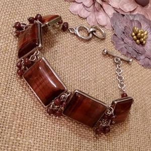 Red Tigers Eye and Garnet Bracelet